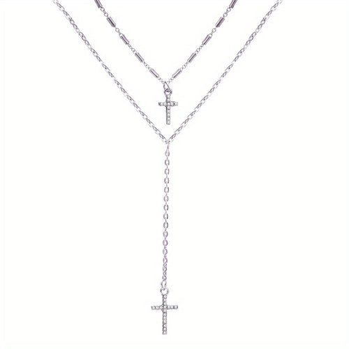 Double Layer Cross Pendant Necklace